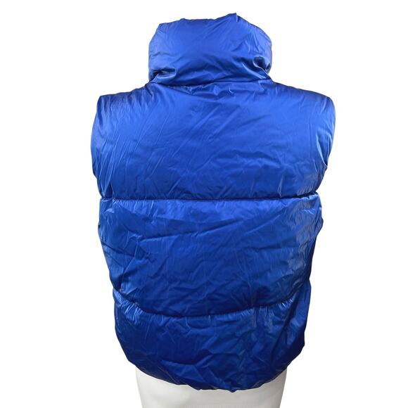 Old Navy Womens Blue Zip Water Resistant Shiny Quilted Puffer Vest Coat Jacket S - Picture 4 of 7